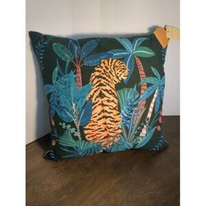 Distant Lands 18" Multicolor Tiger Throw Pillow In Beautiful Blues/Greens/Orange